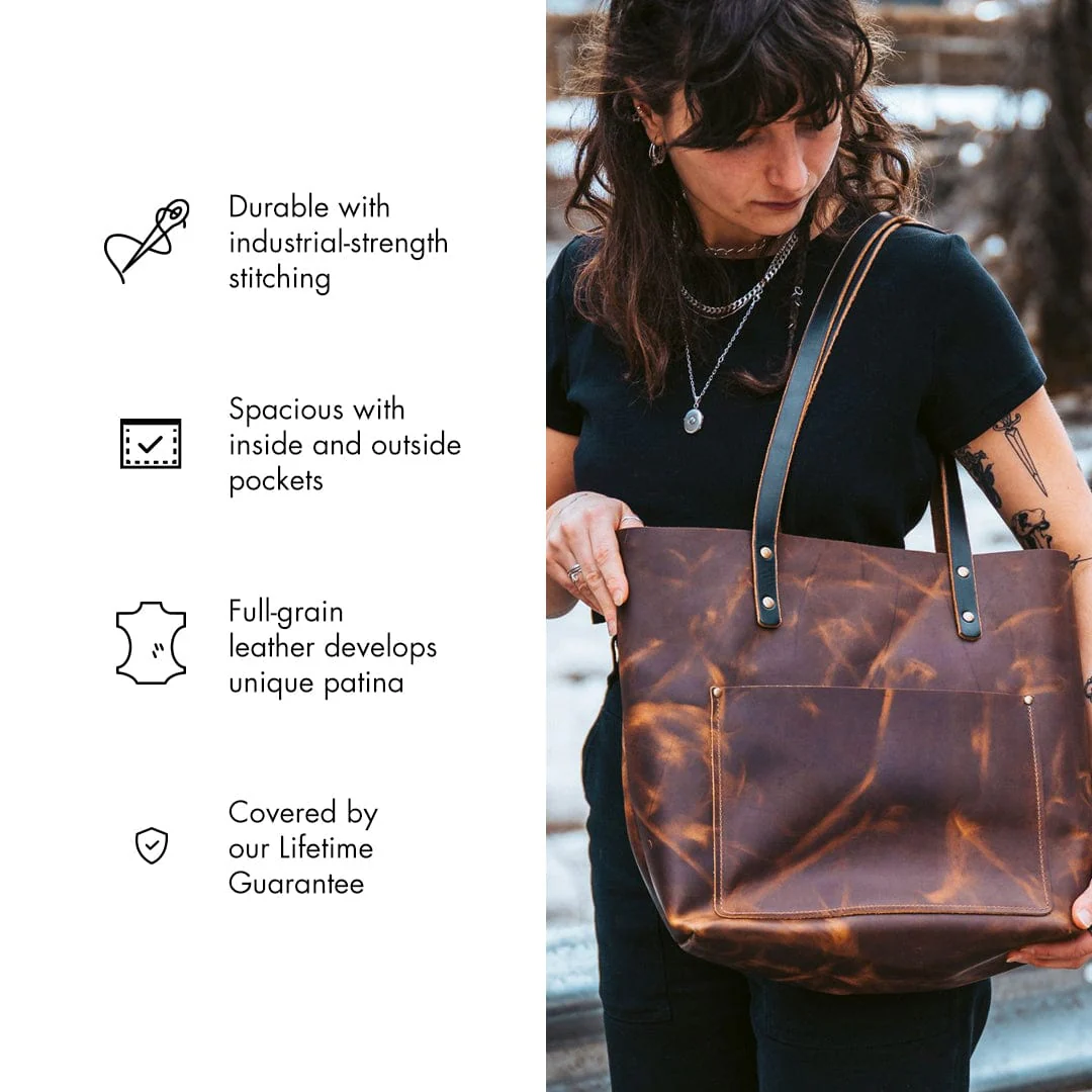 Leather Tote Bag - Weekender - Image 3